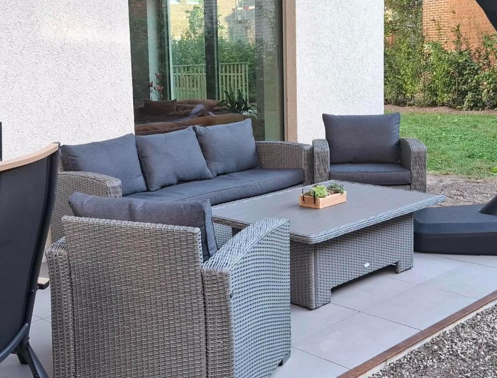 Ensemble de salon gris STAVERN 5 places, 5 places, Banque, Aluminium, Comme neuf