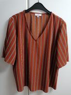 Roestbruin en zwart gestreept bloesje met V-hals, 42, Enlèvement ou Envoi, Comme neuf, Noir