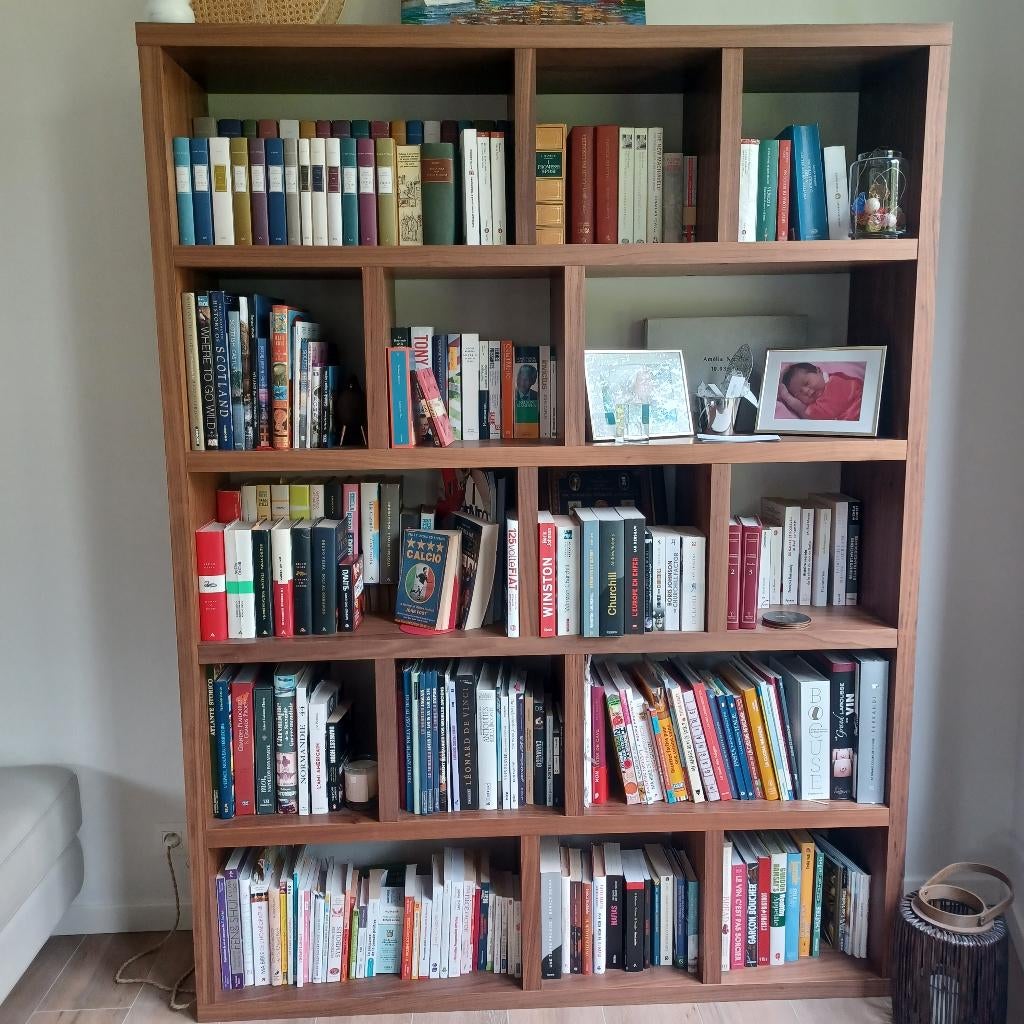 Bibliothèque placage noyer, 25 à 50 cm, Avec tablette(s), Comme neuf, 100 à 150 cm