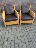 2 vincent sheppard rieten stoelen met lederen kussens, Ophalen, Zo goed als nieuw