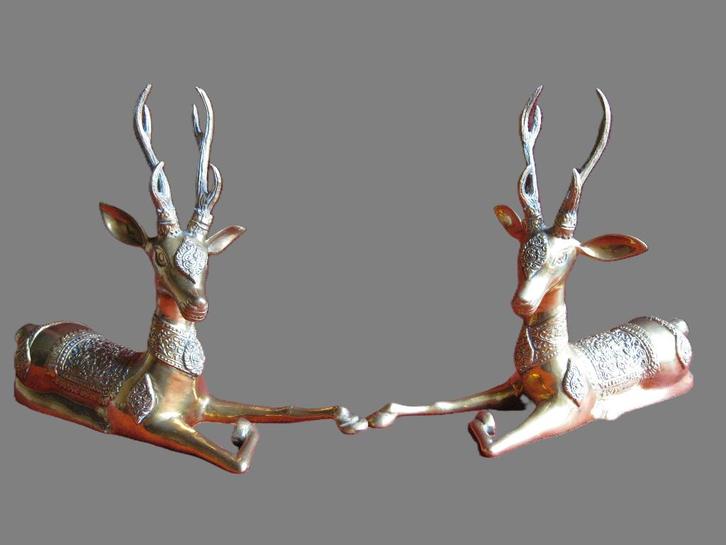 31cm koperen herten, reeën, opvallende reebokken., Antiek en Kunst, Antiek | Brons en Koper, Koper, Ophalen