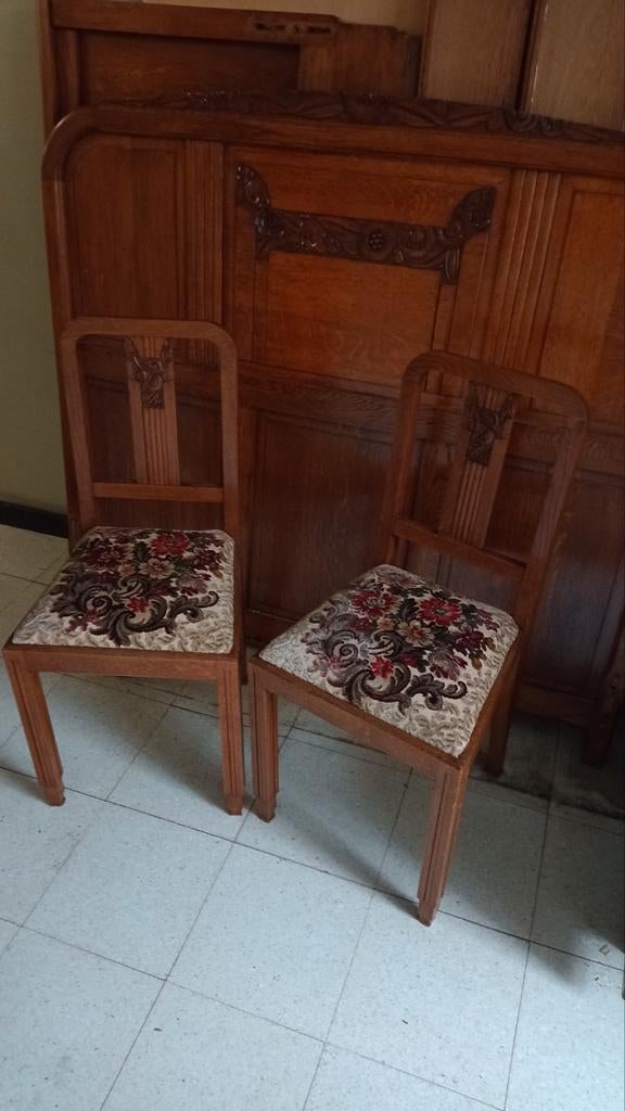 2 chaises vintage en chêne sculpté, Antiquités & Art, Enlèvement