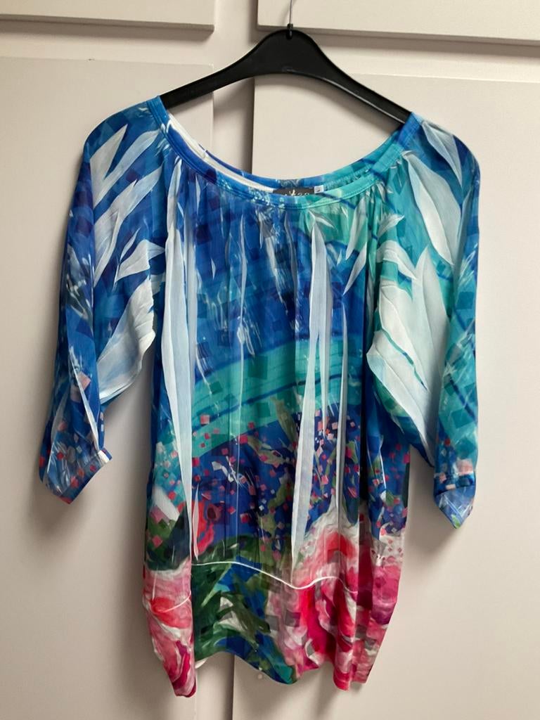 Gekleurde blouse merk Vango maat L, Ophalen of Verzenden, Zo goed als nieuw, Maat 42/44 (L)