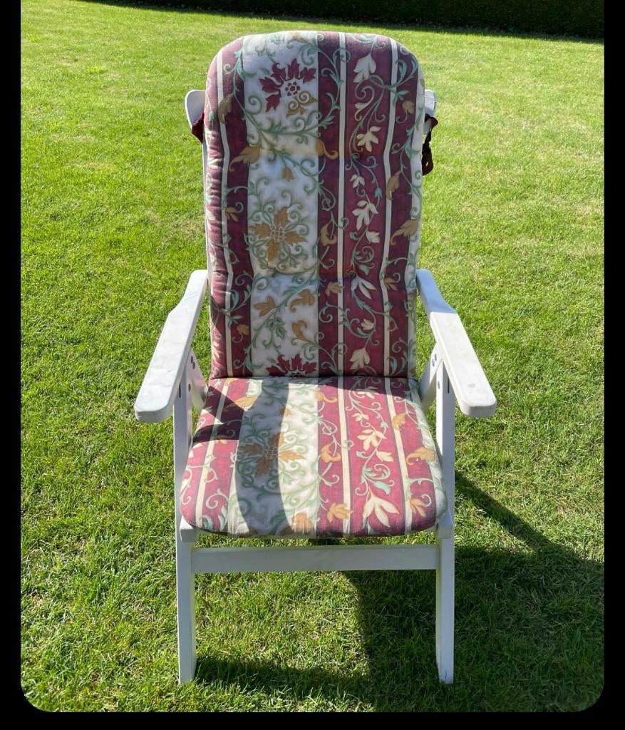 5 houten tuinstoelen, Ophalen, Gebruikt, Inklapbaar