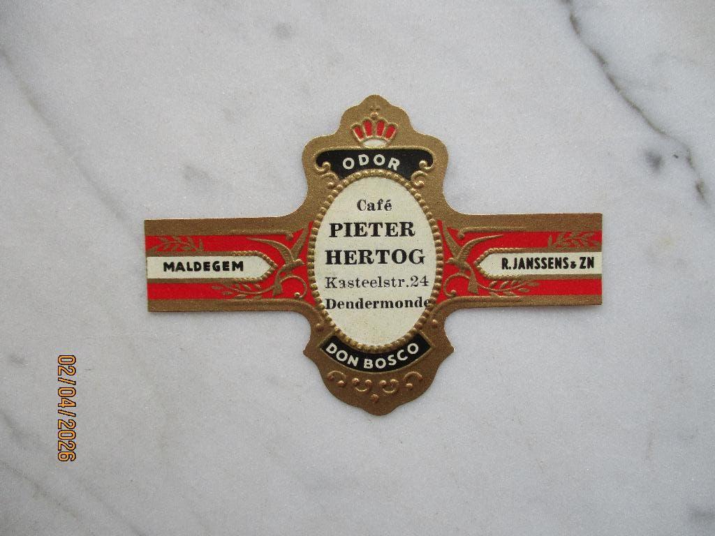 sigarenband Café Pieter Hertog Kasteelstr. 24 Dendermonde, Verzamelen, Verzenden, Zo goed als nieuw