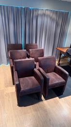 6x bruine stoelen met wieltjes, Brun, Enlèvement, Tissus, Cinq, Six Chaises ou plus