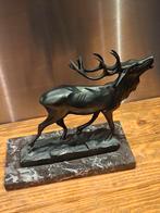 Bronzen hert op sokkel, Ophalen of Verzenden