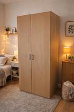 2-deurs kleerkast in licht hout – 1 meter breed, Huis en Inrichting, Ophalen