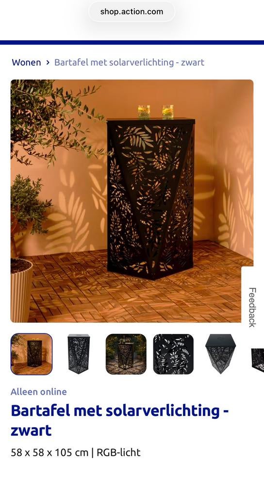 Bartafel met solarverlichting. NIEUW IN DOOS, Tuin en Terras, Ophalen