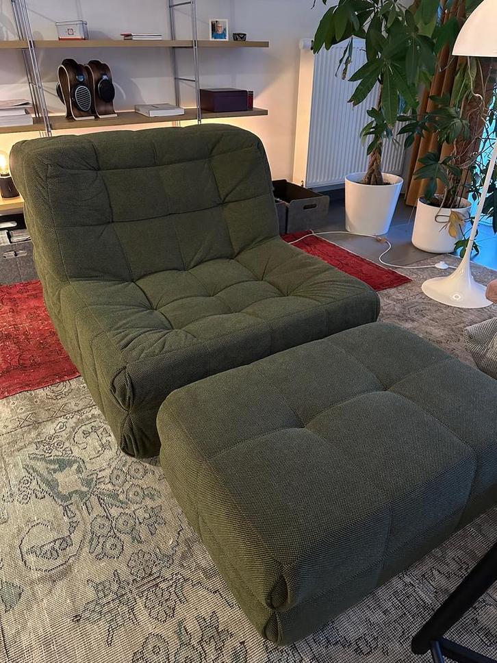 Kashima fauteuil + voetbank reproductie, Huis en Inrichting, Zetels | Zetels en Chaises Longues, Zo goed als nieuw, Ophalen