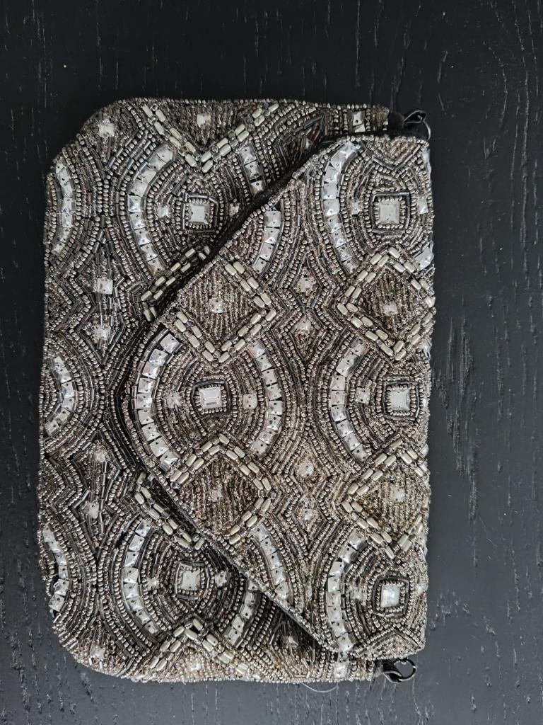 Primark Tasje Clutch Parels, Handtassen en Accessoires, Ophalen of Verzenden, Zo goed als nieuw, Grijs, Handtas