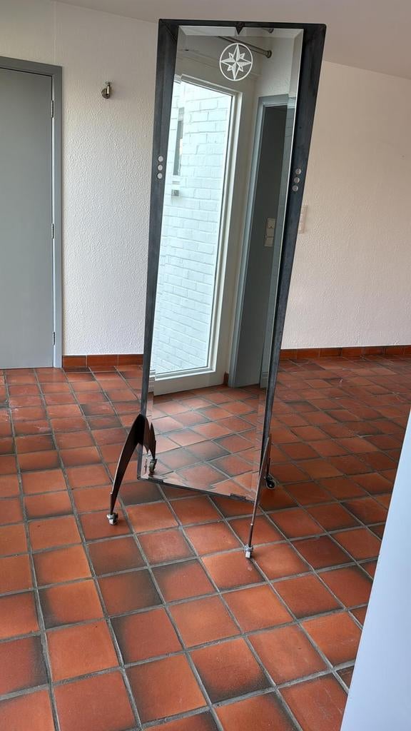 Miroir sur pied double face sur roulettes, Enlèvement, Utilisé, Rectangulaire