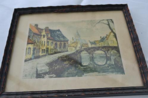 lot oude kaders met tekeningen, Antiek en Kunst, Kunst | Tekeningen en Fotografie, Ophalen