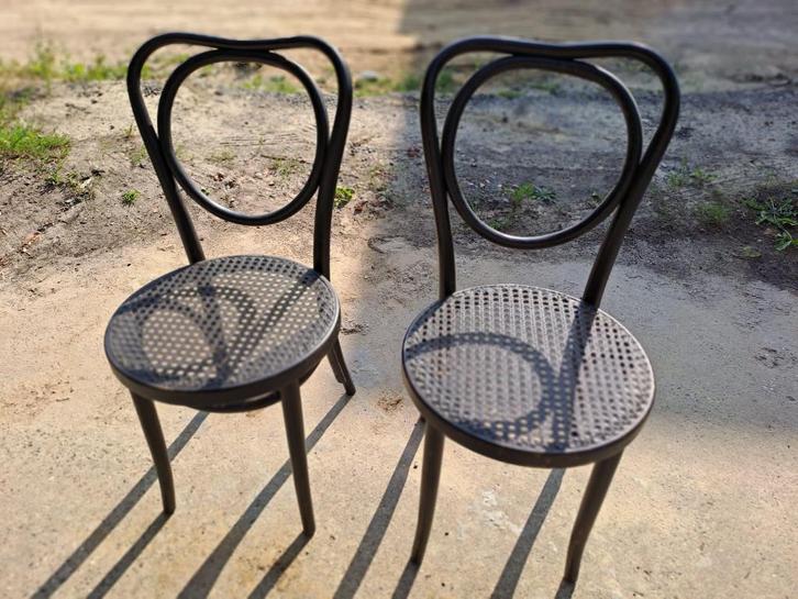 Stoelen, Huis en Inrichting, Stoelen, Gebruikt, Vier, Hout, Metaal, Riet of Rotan, Zwart, Ophalen