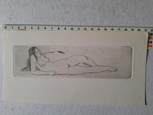 Leuke ets Godelieve Meulepas Elegante liggende naakte vrouw, Antiek en Kunst, Kunst | Etsen en Gravures, Ophalen of Verzenden
