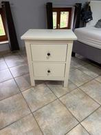 Table de nuit 2 tiroirs, teinté blanc, 54x66 cm, Ophalen, Gebruikt