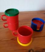 3 nieuw hittebestendig drinkbekers + 6 onderzetters /deksels, Caravans en Kamperen, Ophalen of Verzenden, Nieuw