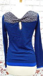 mooie trui fel blauw - zwart strepen rug + grote strik grijs, Taille 36 (S), Bleu, Enlèvement ou Envoi, Neuf