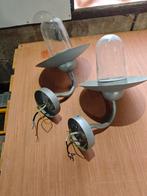 Paire d’appliques murales industrielles vintage – métal & ve, Antiquités & Art, Enlèvement