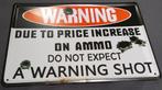 Blikken plaat Guns Warning, Verzamelen, Ophalen of Verzenden