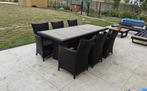 Moderne tuintafel met stoelen, Tuin en Terras, Tuinsets en Loungesets, Rotan, 6 zitplaatsen, Ophalen of Verzenden, Zo goed als nieuw