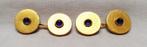 Paire de boutons de manchette Art Déco en saphir 18 carats., Bijoux, Sacs & Beauté, Avec pierre précieuse, Or, Enlèvement ou Envoi