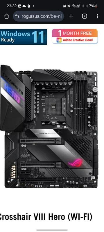 Asus ROG CROSSHAIR VIII HERO(WI-FI) moederbord
 beschikbaar voor biedingen
