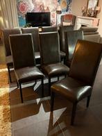 8 Eetkamerstoelen donkerbruin, Huis en Inrichting, Stoelen, Ophalen, Bruin, Hout, Zo goed als nieuw