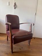 Lederen fauteuil, Ophalen, Gebruikt, Hout