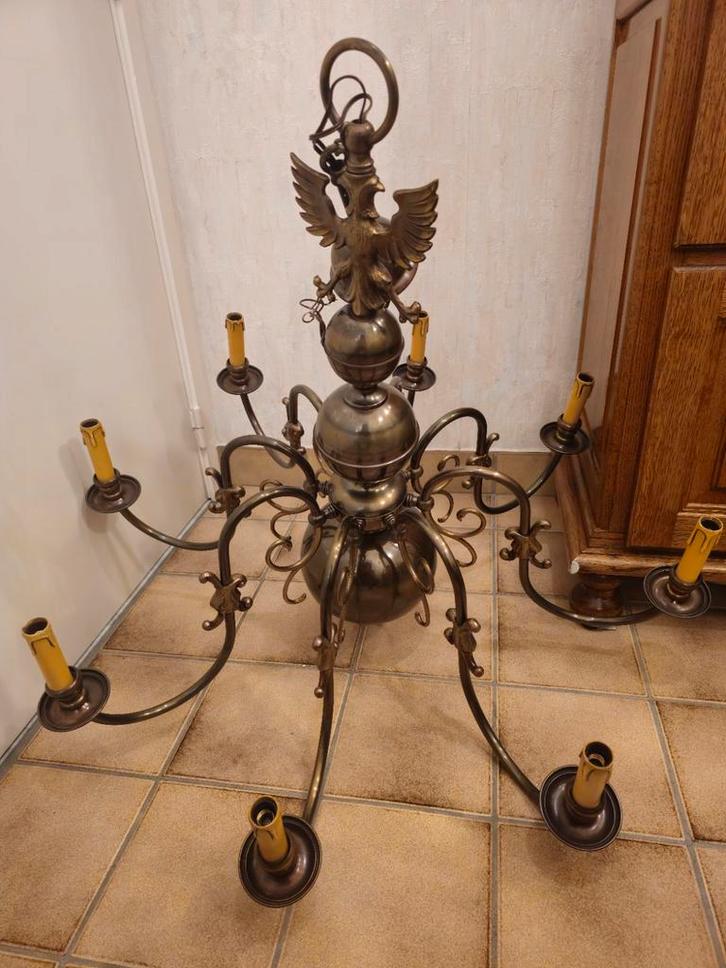 Antiek kroonluchter massief brons, Antiek en Kunst, Antiek | Verlichting, Ophalen of Verzenden