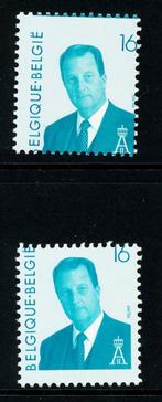 2x #2535 (16BF, Albert II) curiositeit/variëteit, Koninklijk huis, Orginele gom, Ophalen of Verzenden, Postfris