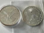 2 Zilveren verzamelmunten 2 x 1oz Noah's Ark 2011/Eagle 2014, Ophalen of Verzenden, Losse munt, Zilver