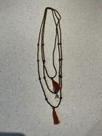 Boho kralenketting met bedels & kwastjes – 38 cm, Ophalen of Verzenden, Nieuw, Bruin