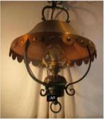 Mooi Oude Hanglamp in metaal en glas, Ophalen of Verzenden