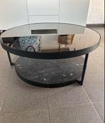 salontafel met glazen blad., Huis en Inrichting, Ophalen, Rond, 50 tot 100 cm, Zo goed als nieuw