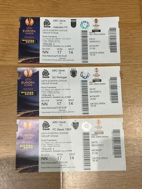 KRC Genk European Cup-tickets - lot- of eenheidsverkoop, Verzamelen, Sportartikelen en Voetbal, Gebruikt, Poster, Plaatje of Sticker