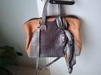 Handtas cognac/jeans + foulard, Ophalen of Verzenden, Handtas