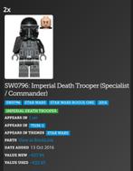 Lego Star Wars Imperial Death Trooper x2, Comme neuf, Briques en vrac, Lego, Enlèvement ou Envoi