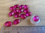 Glaskralen fuchsia ovaal gefacetteerd - 14 stuks, Enlèvement ou Envoi, Neuf, Perle