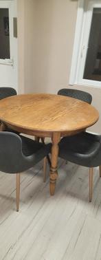 Houten ronde tafel ( uitschuifbaar), Huis en Inrichting, Tafels | Eettafels, Ophalen, Gebruikt, Vier personen, Rond