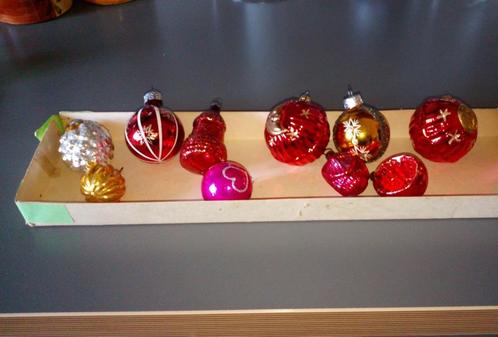 Boules de Noël vintage en verre, Diversen, Kerst, Gebruikt, Ophalen