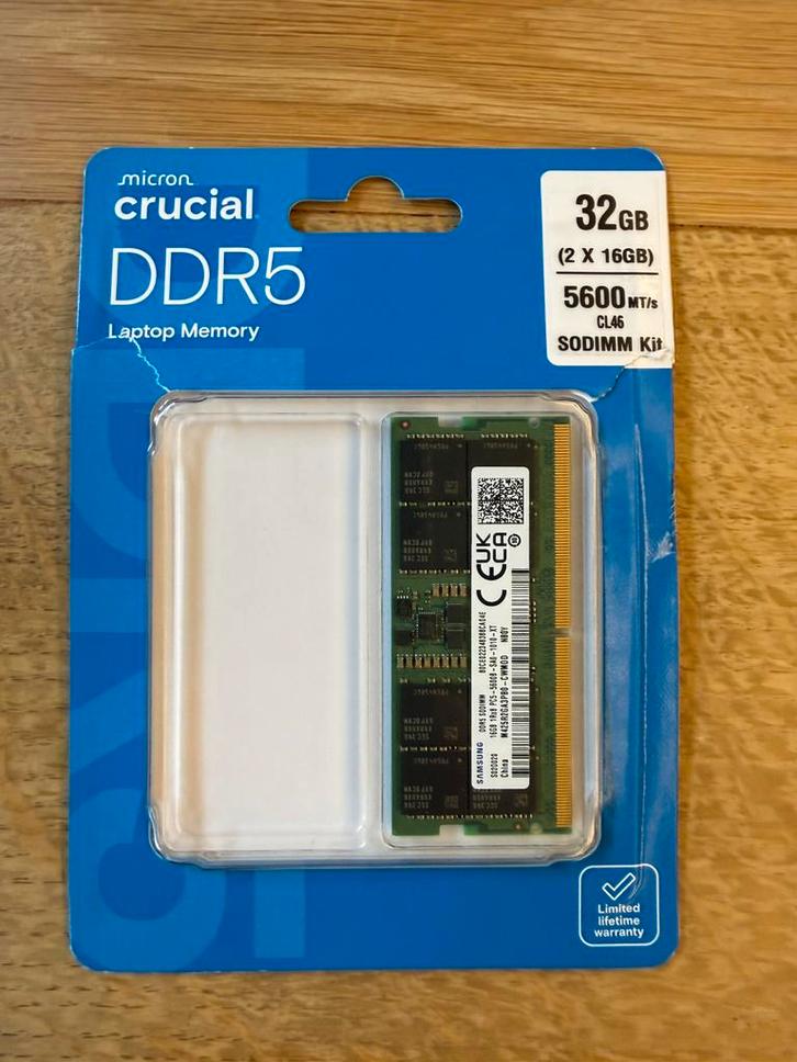 RAM DDR5 SODIMM 1 x 16 Go 5600 neuve, Informatique & Logiciels, Mémoire RAM, Comme neuf, Laptop, DDR5, Enlèvement