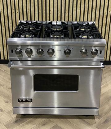 Prachtig Luxe Viking 91cm Fornuis Inox + Gas + Elektr. Oven beschikbaar voor biedingen