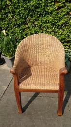 Koloniale rotan fauteuil - Rieten armstoel, Huis en Inrichting, Stoelen, Ophalen, Riet of Rotan, Gebruikt, Bruin