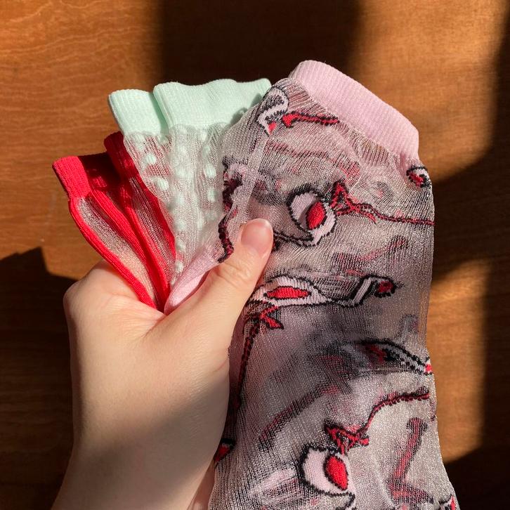 3 paar sierkousen, Kleding | Dames, Sokken en Kousen, Zo goed als nieuw, Kousenvoetjes en Kniekousjes, Maat 39 t/m 42, Rood, Ophalen of Verzenden