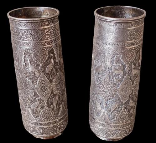 paar Perzische zilveren vazen 1930's, Antiek en Kunst, Antiek | Vazen, Ophalen of Verzenden