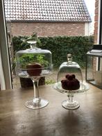 Twee mooie glazen stolpen op voet, Enlèvement, Comme neuf, Verre