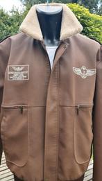 BLOUSON AVIATEUR DOUBLE HOMME BRUN TAILLE 58/60 XXL, Enlèvement ou Envoi, Comme neuf, Brun