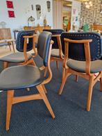 Vintage eetkamerstoelen (4) jaren 70 zwart skai, Huis en Inrichting, Ophalen, Gebruikt, Zwart, Vintage