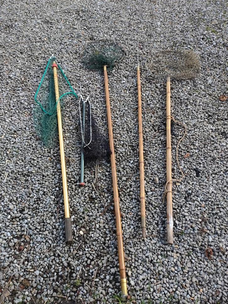 Lot de 4 filets de pêche anciens + 1 cadeau, Sports nautiques & Bateaux, Pêche à la ligne | Général, Enlèvement